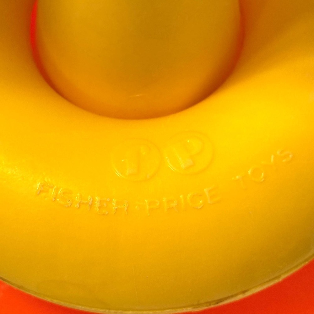 Vintage Fisher Price Rock-a-Stack Stacking Toy 3 Rings Yellow Post Rocking Base* - Picture 4 of 7